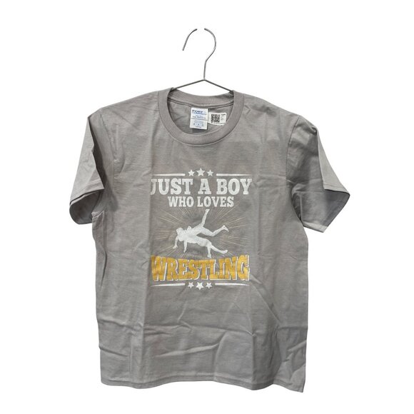Port and Company Graphic Tee Youth Size Medium Just A Boy Who Loves Wrestling - Picture 1 of 6